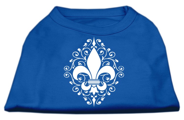 Henna Fleur de Lis Screen Print Shirt Blue Lg